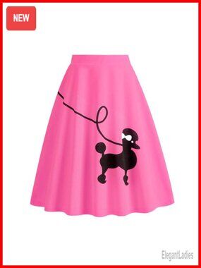 Women's Poodle Skirts 50s Halloween Costume High Waist Vintage Swing Pleated